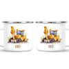 Personalised with Name, Digger Kids Mug – Customised Construction-Themed Cup – Available in 11oz, 6oz & Enamel Options