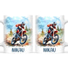 Personalised with Name, Red Motocross Rider Kids Mug – Customised Dirt Bike Racing Cup for Children – Available in 11oz, 6oz & Enamel Options