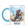 Personalised with Name, Red Motocross Rider Kids Mug – Customised Dirt Bike Racing Cup for Children – Available in 11oz, 6oz & Enamel Options