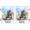 Personalised with Name, Red Motocross Rider Kids Mug – Customised Dirt Bike Racing Cup for Children – Available in 11oz, 6oz & Enamel Options