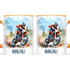 Personalised with Name, Red Motocross Rider Kids Mug – Customised Dirt Bike Racing Cup for Children – Available in 11oz, 6oz & Enamel Options