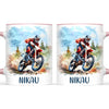 Personalised with Name, Red Motocross Rider Kids Mug – Customised Dirt Bike Racing Cup for Children – Available in 11oz, 6oz & Enamel Options
