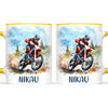 Personalised with Name, Red Motocross Rider Kids Mug – Customised Dirt Bike Racing Cup for Children – Available in 11oz, 6oz & Enamel Options