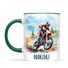 Personalised with Name, Red Motocross Rider Kids Mug – Customised Dirt Bike Racing Cup for Children – Available in 11oz, 6oz & Enamel Options