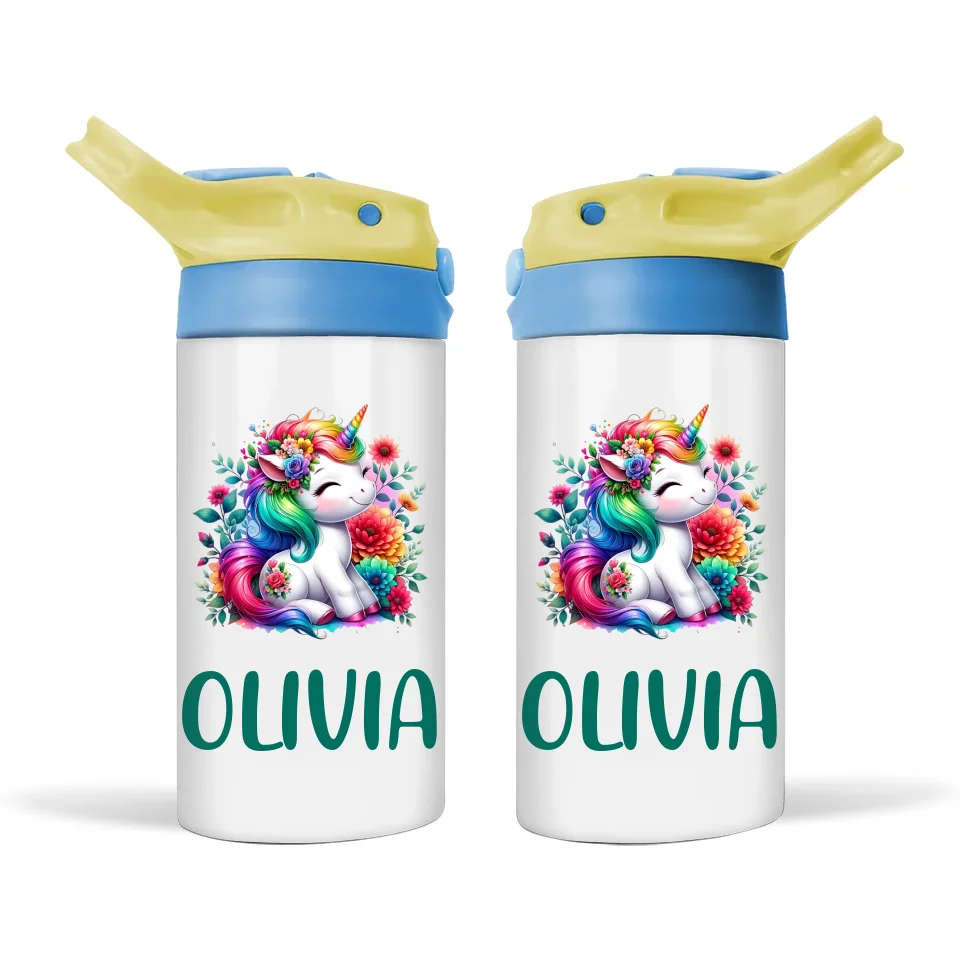 Blossom Unicorn - Personalised Sippy Bottle