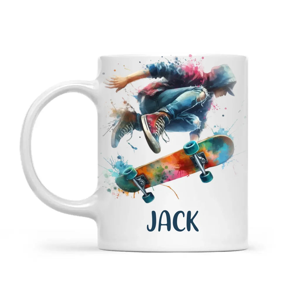 Custom Skateboarding Mug for Kids β Personalised Street Style Gift