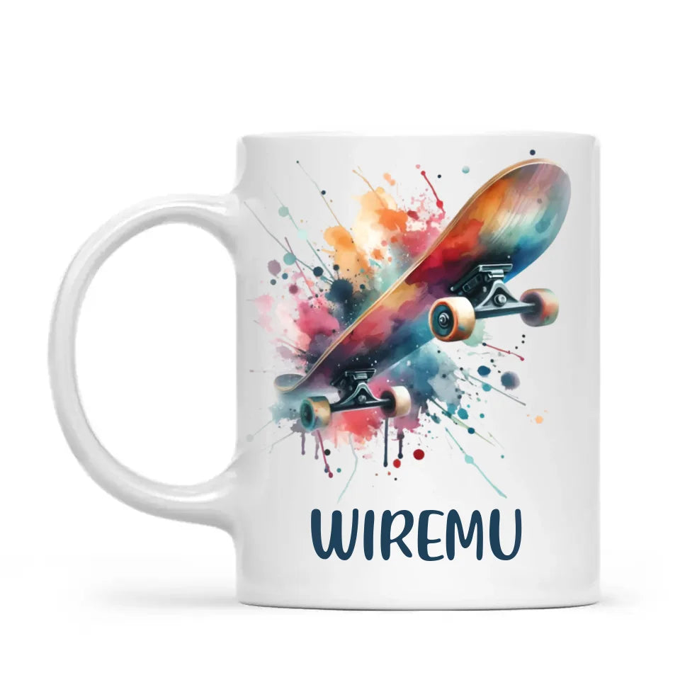 Personalised Kids Skateboarding Mug β Custom Name Gift for Young Skaters