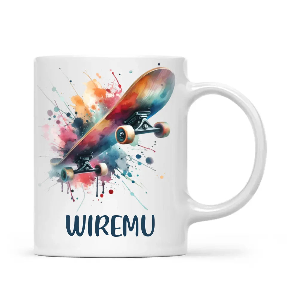 Personalised Kids Skateboarding Mug β Custom Name Gift for Young Skaters