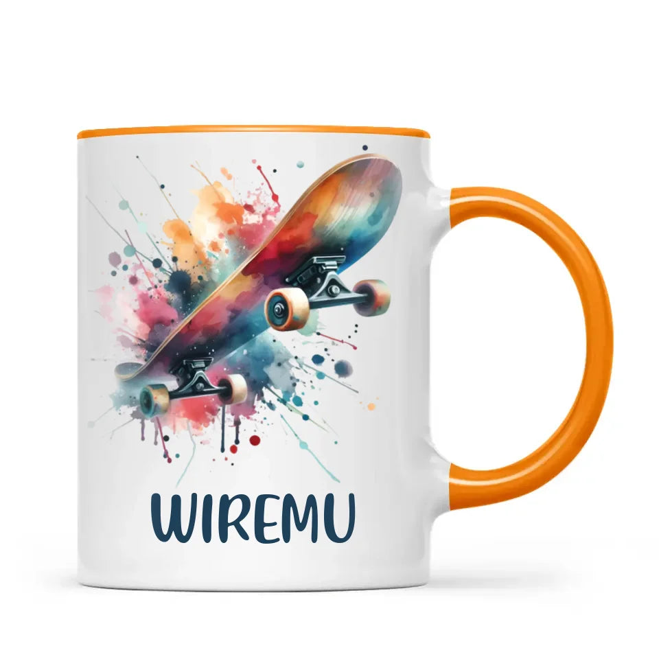 Personalised Kids Skateboarding Mug β Custom Name Gift for Young Skaters