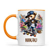 Personalised Kids Skateboarding Mug β Custom Urban Teddy Bear Design