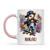 Personalised Kids Skateboarding Mug β Custom Urban Teddy Bear Design