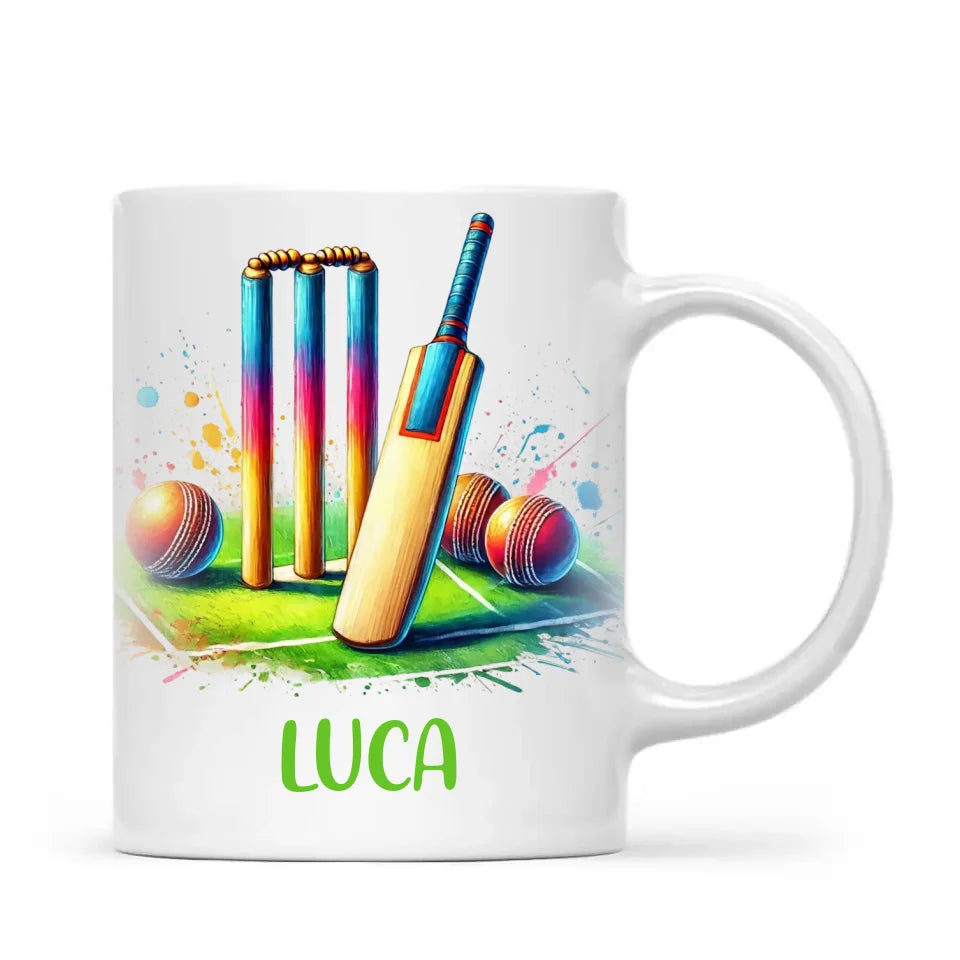 Personalised Kids Cricket Mug with Name β Custom Cricket Gift for Young Players
