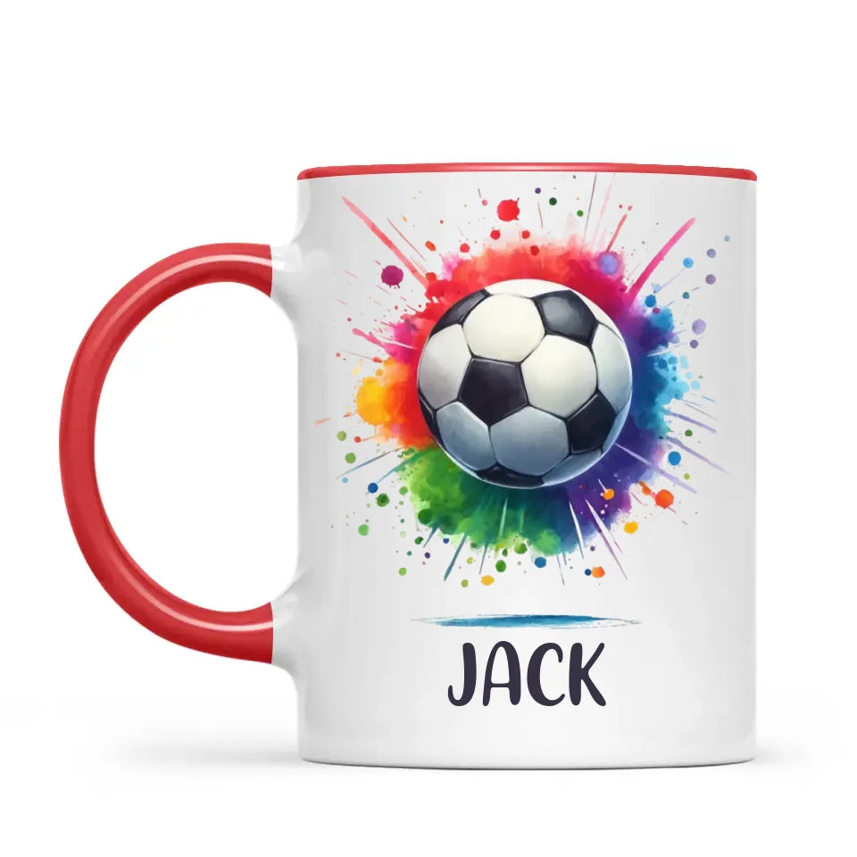 Kids Personalised Soccer Mug β Custom Name Football Gift for Young Players