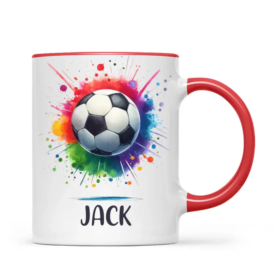 Kids Personalised Soccer Mug β Custom Name Football Gift for Young Players