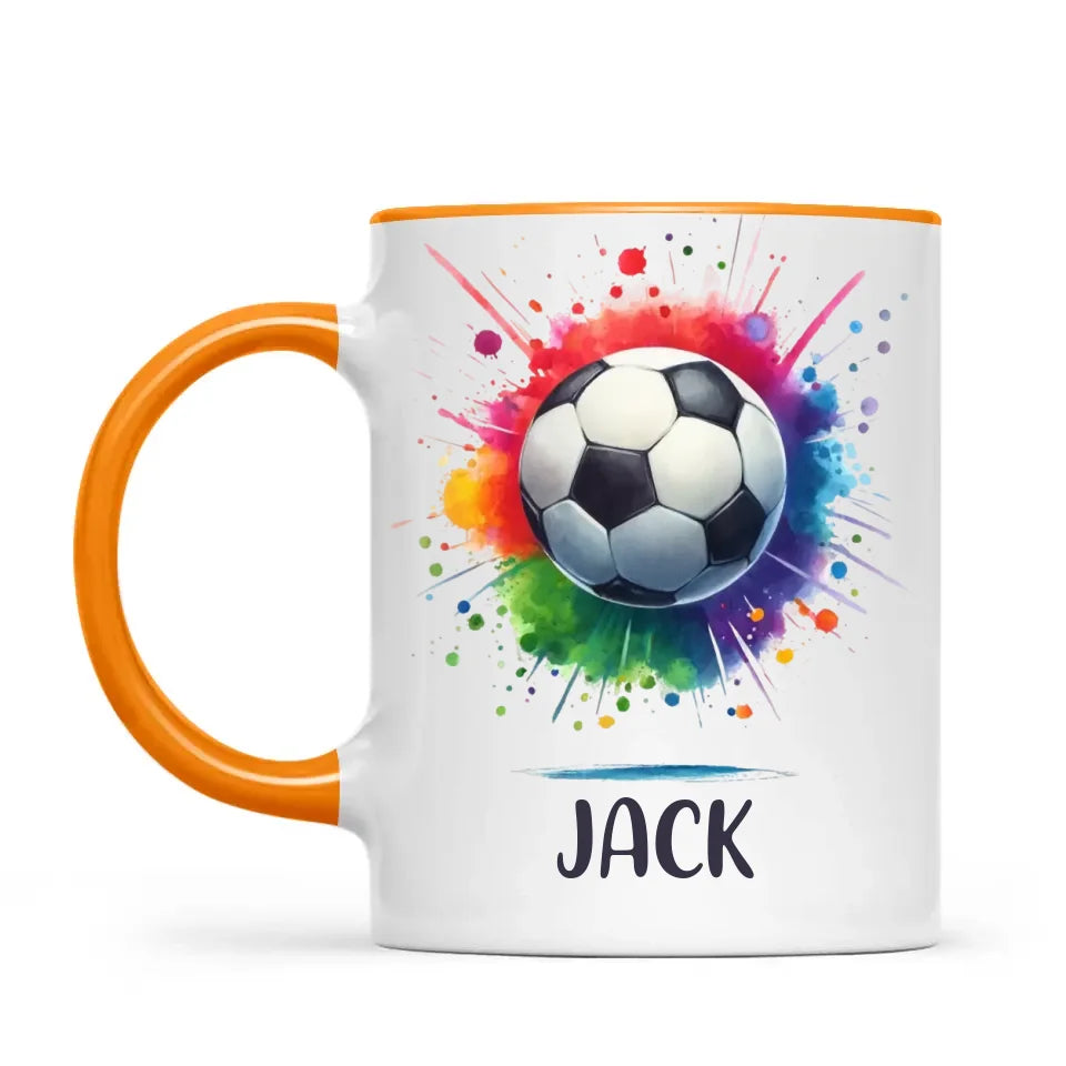 Kids Personalised Soccer Mug β Custom Name Football Gift for Young Players