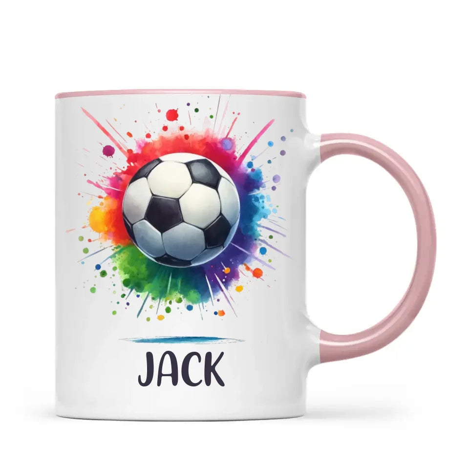 Kids Personalised Soccer Mug β Custom Name Football Gift for Young Players