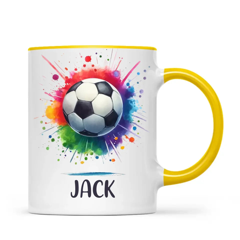 Kids Personalised Soccer Mug β Custom Name Football Gift for Young Players