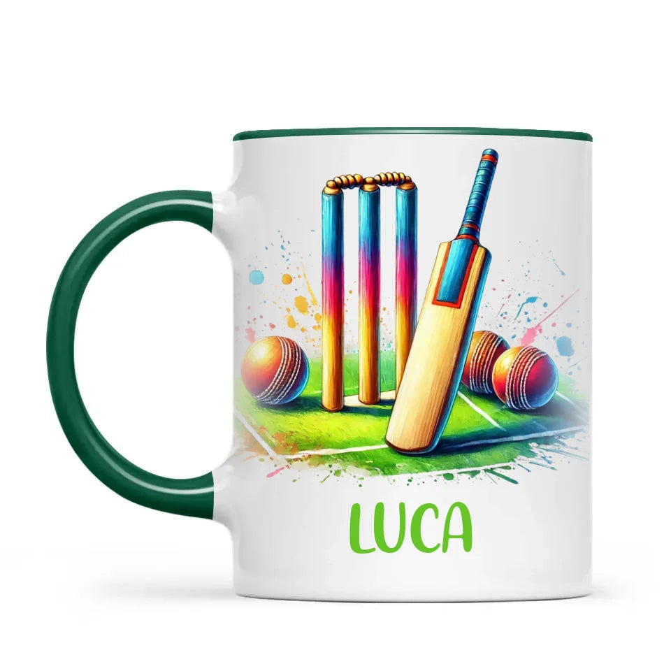 Personalised Kids Cricket Mug with Name β Custom Cricket Gift for Young Players