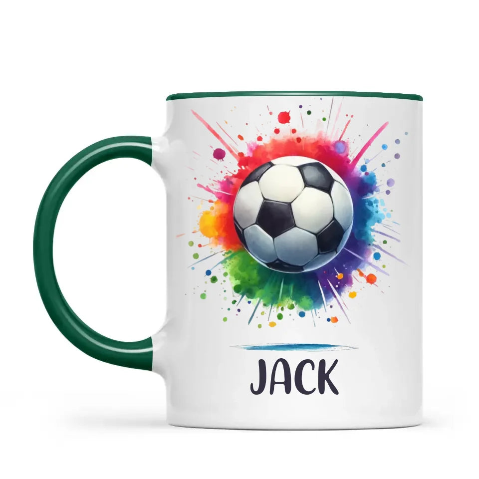 Kids Personalised Soccer Mug β Custom Name Football Gift for Young Players