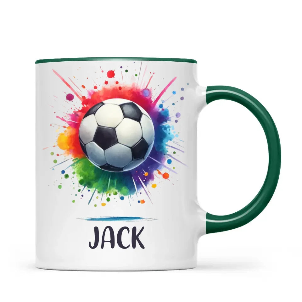 Kids Personalised Soccer Mug β Custom Name Football Gift for Young Players