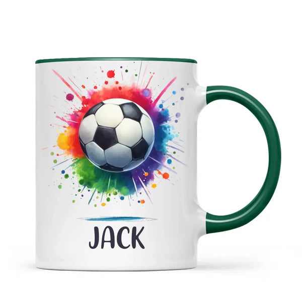 Kids Personalised Soccer Mug β Custom Name Football Gift for Young Players