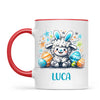 Personalised Easter Mug – Cute Boy Lamb with Bunny Ears & Eggs – Custom Name Kids Cup – Ceramic or Enamel – NZ Made Gift