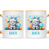 Personalised Easter Mug – Cute Boy Lamb with Bunny Ears & Eggs – Custom Name Kids Cup – Ceramic or Enamel – NZ Made Gift