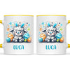 Personalised Easter Mug – Cute Boy Lamb with Bunny Ears & Eggs – Custom Name Kids Cup – Ceramic or Enamel – NZ Made Gift