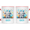 Personalised Easter Mug – Cute Boy Lamb with Bunny Ears & Eggs – Custom Name Kids Cup – Ceramic or Enamel – NZ Made Gift
