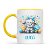 Personalised Easter Mug – Cute Boy Lamb with Bunny Ears & Eggs – Custom Name Kids Cup – Ceramic or Enamel – NZ Made Gift