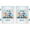 Personalised Easter Mug – Cute Boy Lamb with Bunny Ears & Eggs – Custom Name Kids Cup – Ceramic or Enamel – NZ Made Gift