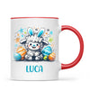 Personalised Easter Mug – Cute Boy Lamb with Bunny Ears & Eggs – Custom Name Kids Cup – Ceramic or Enamel – NZ Made Gift