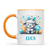 Personalised Easter Mug – Cute Boy Lamb with Bunny Ears & Eggs – Custom Name Kids Cup – Ceramic or Enamel – NZ Made Gift