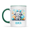 Personalised Easter Mug – Cute Boy Lamb with Bunny Ears & Eggs – Custom Name Kids Cup – Ceramic or Enamel – NZ Made Gift