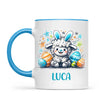 Personalised Easter Mug – Cute Boy Lamb with Bunny Ears & Eggs – Custom Name Kids Cup – Ceramic or Enamel – NZ Made Gift