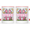 Personalised Easter Bunny Mug – Custom Name Kids Cup with Cute Pink Bunny Design, Carrots & Eggs – Enamel or Ceramic – NZ Made
