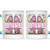 Personalised Easter Bunny Mug – Custom Name Kids Cup with Cute Pink Bunny Design, Carrots & Eggs – Enamel or Ceramic – NZ Made