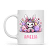 Personalised Easter Bunnycorn Mug – Custom Name Cup for Girls – Cute Unicorn Bunny with Flowers & Eggs – Ceramic or Enamel – NZ Made Gift