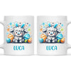 Personalised Easter Mug – Cute Boy Lamb with Bunny Ears & Eggs – Custom Name Kids Cup – Ceramic or Enamel – NZ Made Gift