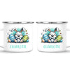 Personalised Easter Bunny Mug – Custom Name Cup for Kids – Happy Sketch Bunny with Colourful Eggs – Ceramic or Enamel – NZ Made