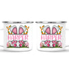 Personalised Easter Bunny Mug – Custom Name Kids Cup with Cute Pink Bunny Design, Carrots & Eggs – Enamel or Ceramic – NZ Made
