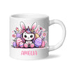 Personalised Easter Bunnycorn Mug – Custom Name Cup for Girls – Cute Unicorn Bunny with Flowers & Eggs – Ceramic or Enamel – NZ Made Gift