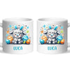 Personalised Easter Mug – Cute Boy Lamb with Bunny Ears & Eggs – Custom Name Kids Cup – Ceramic or Enamel – NZ Made Gift