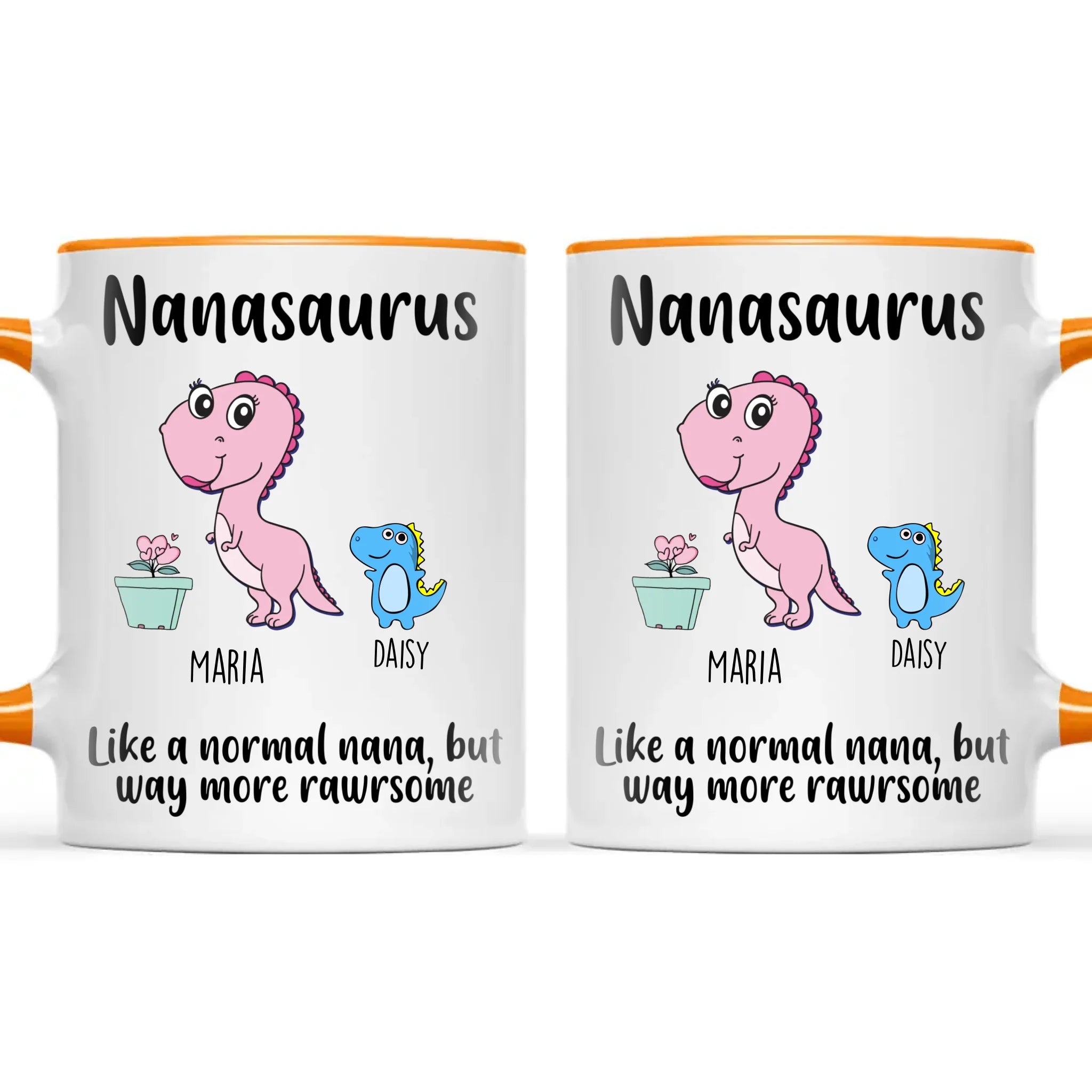 Personalised “Nanasaurus” Mug – Add Cute Dino Grandkids with Names – Fun & Unique Gift for Nana from Grandchildren