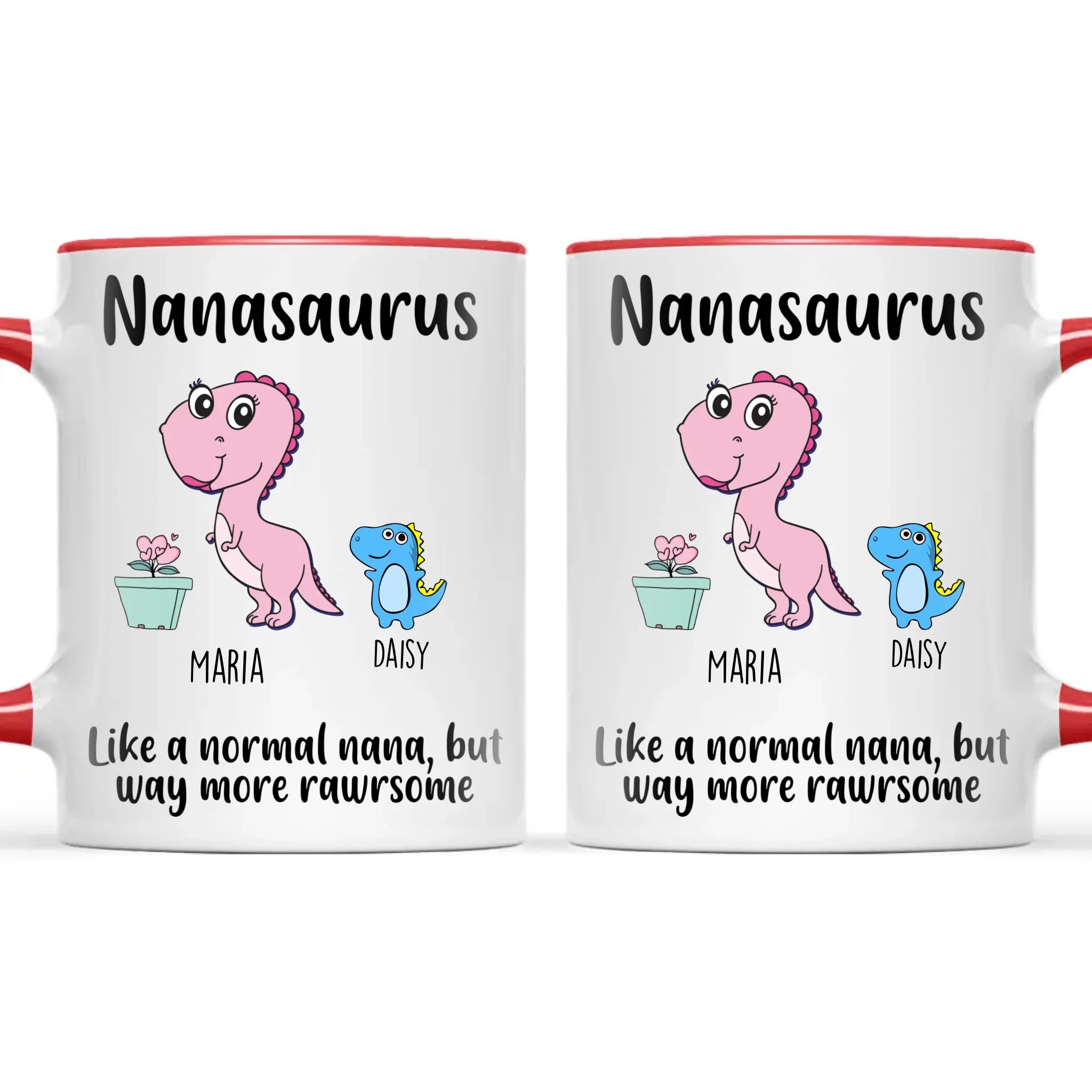 Personalised “Nanasaurus” Mug – Add Cute Dino Grandkids with Names – Fun & Unique Gift for Nana from Grandchildren