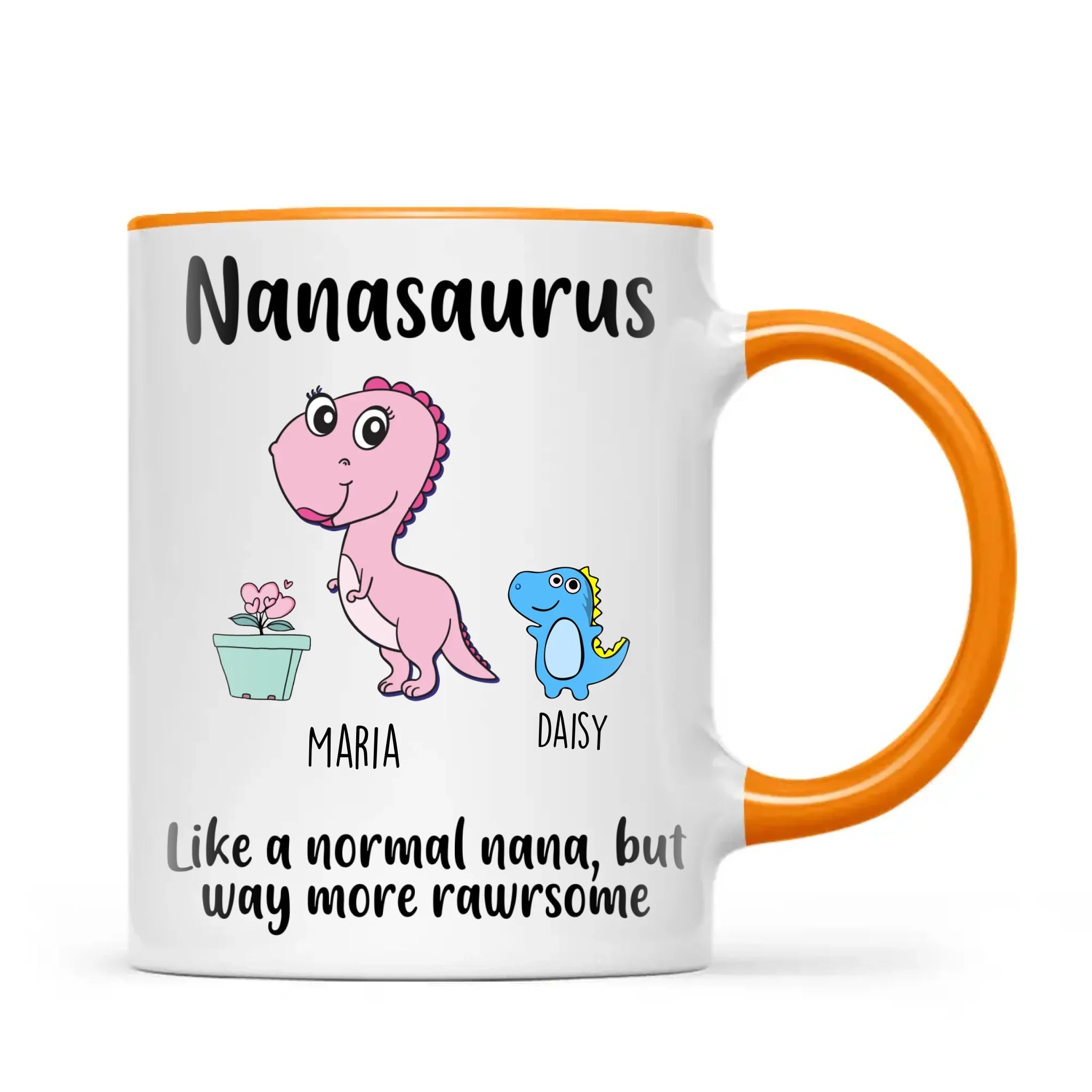 Personalised “Nanasaurus” Mug – Add Cute Dino Grandkids with Names – Fun & Unique Gift for Nana from Grandchildren