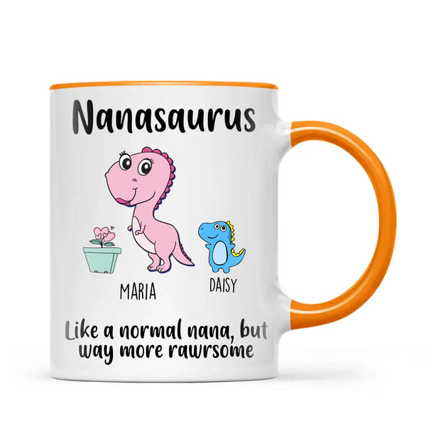 Personalised “Nanasaurus” Mug – Add Cute Dino Grandkids with Names – Fun & Unique Gift for Nana from Grandchildren