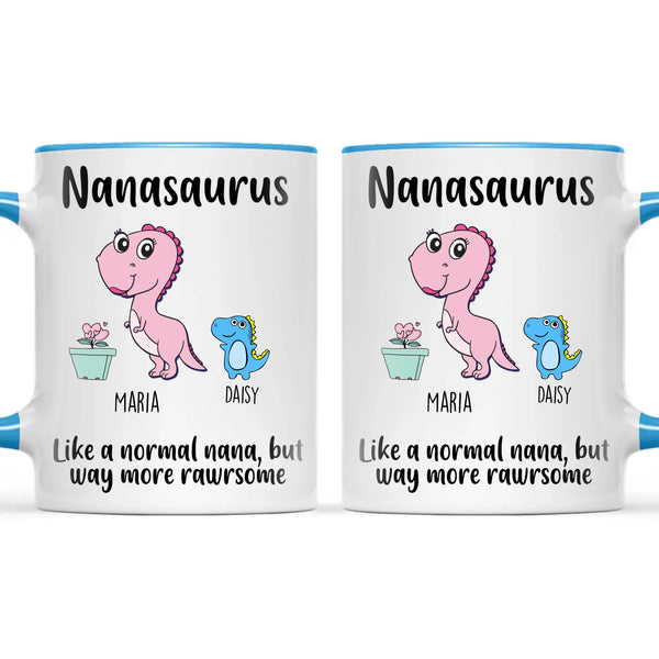 Personalised “Nanasaurus” Mug – Add Cute Dino Grandkids with Names – Fun & Unique Gift for Nana from Grandchildren