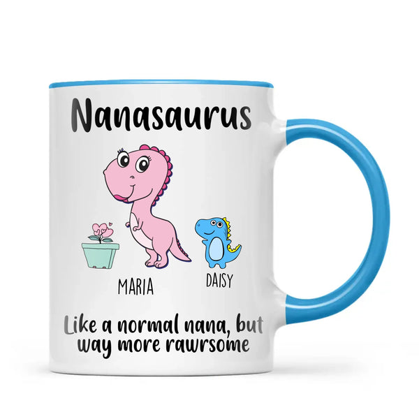 Personalised “Nanasaurus” Mug – Add Cute Dino Grandkids with Names – Fun & Unique Gift for Nana from Grandchildren