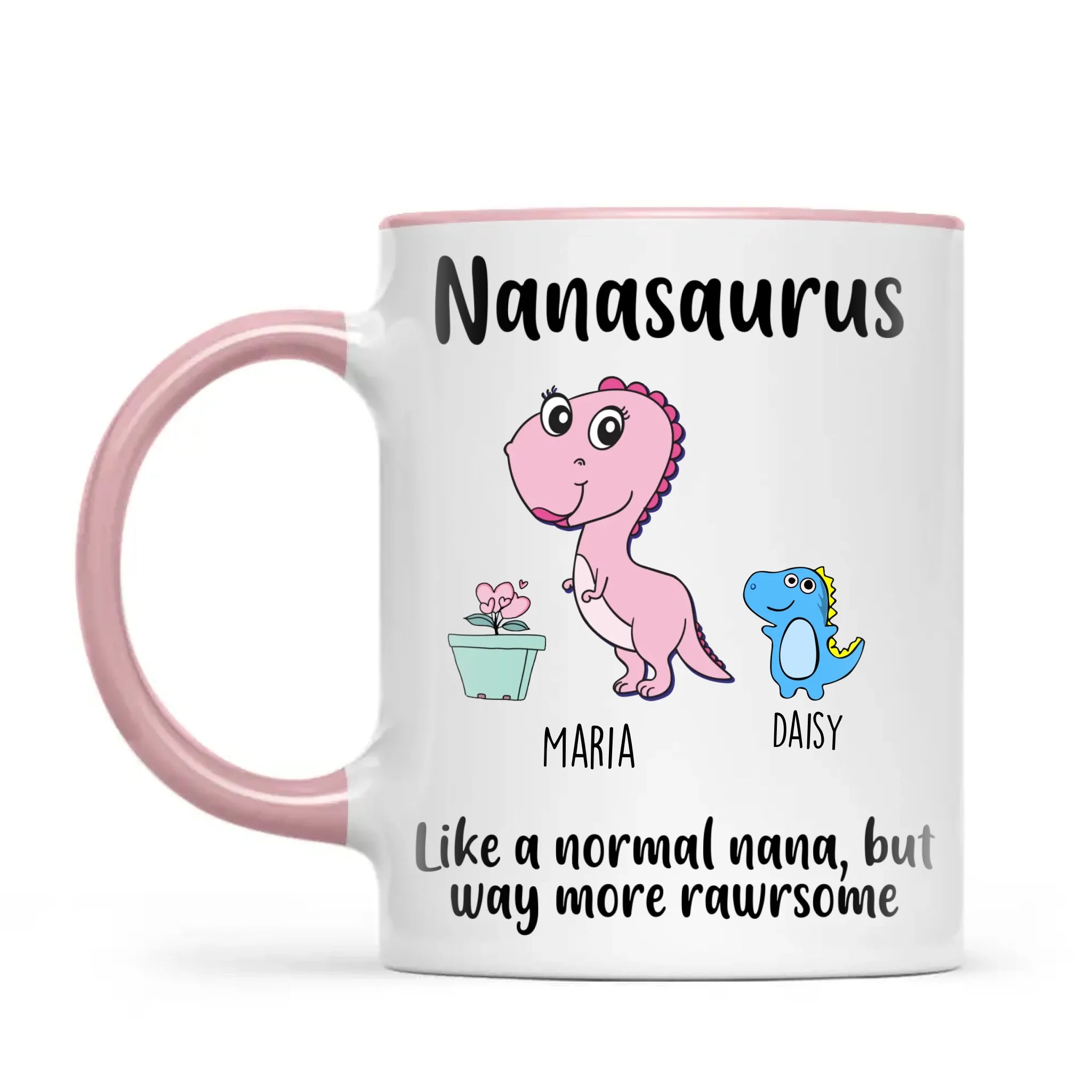 Personalised “Nanasaurus” Mug – Add Cute Dino Grandkids with Names – Fun & Unique Gift for Nana from Grandchildren